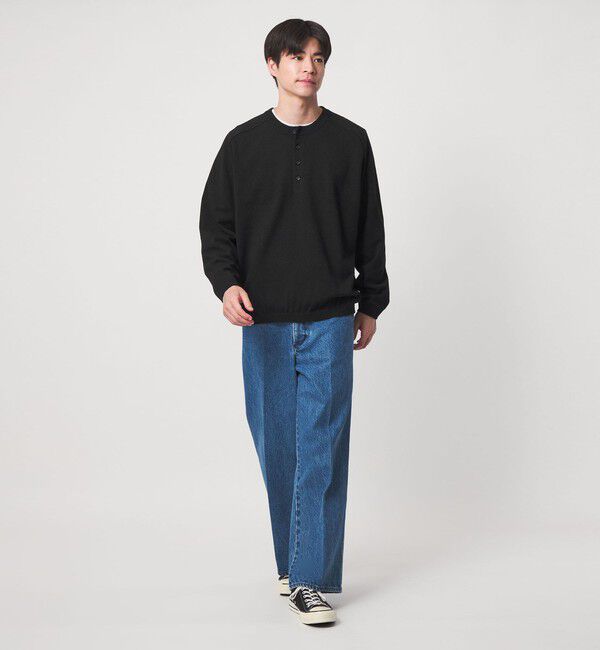 UNITED ARROWS green label relaxing「ブークレ サドル ヘンリーネック 長袖 ニット」|ニット・セーター|