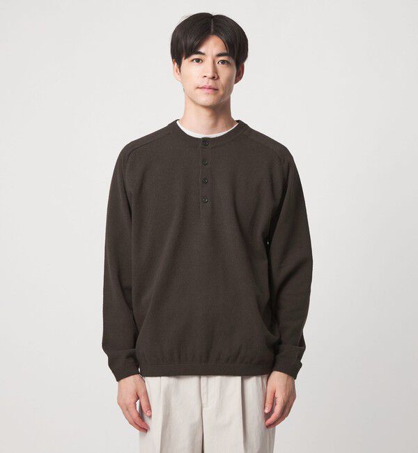 UNITED ARROWS green label relaxing「ブークレ サドル ヘンリーネック 長袖 ニット」|ニット・セーター|