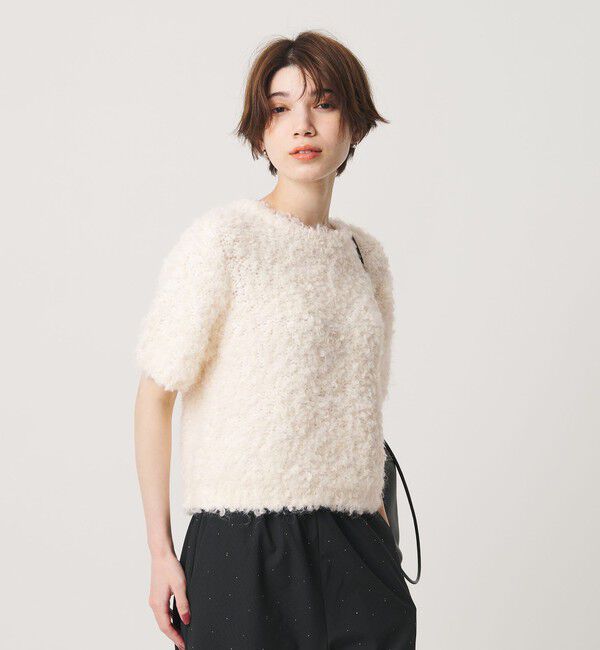 BEAUTY&YOUTH UNITED ARROWS「ループフェザーヤーン ハーフスリーブ ニットプルオーバー」|ニット・セーター|NATURAL