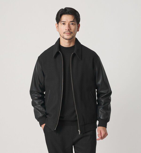 BEAUTY&YOUTH UNITED ARROWS「【WEB限定 WARDROBE SMART】ブラックメルトン レザーライク ジップ ブルゾン」|その他|
