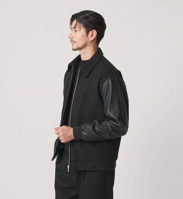 BEAUTY&YOUTH UNITED ARROWS「【WEB限定 WARDROBE SMART】ブラックメルトン レザーライク ジップ ブルゾン」|その他|