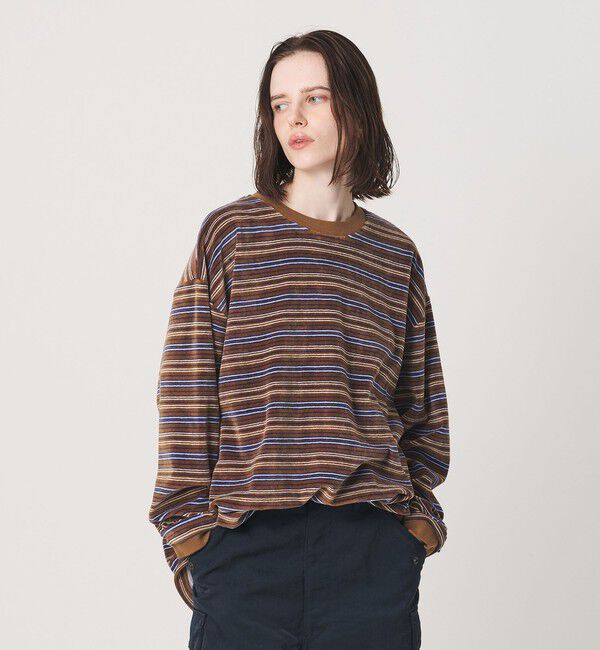 California General Store「＜CGS.＞ベロア ボーダー クルーネック プルオーバー」|Tシャツ・カットソー|