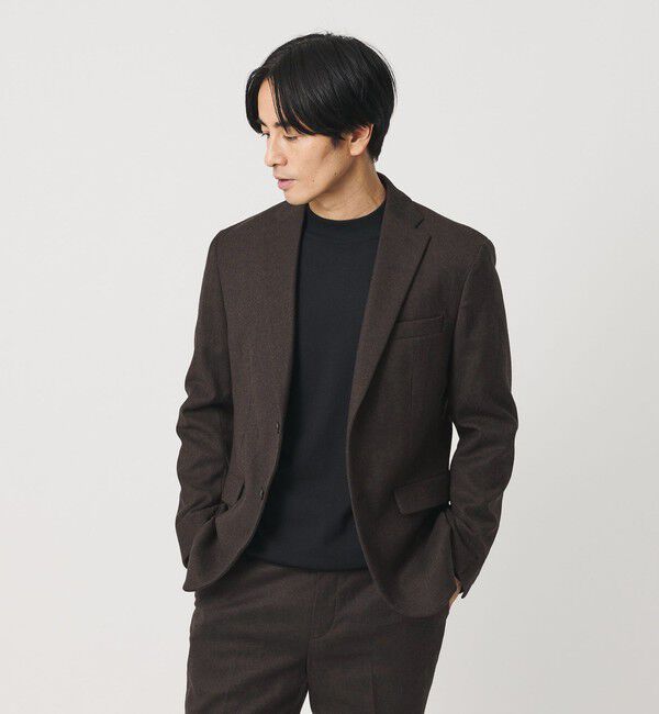 BEAUTY&YOUTH UNITED ARROWS「ストレッチ サキソニー 2ボタン ジャケット セットアップ対応」|テーラードジャケット|DK.BROWN