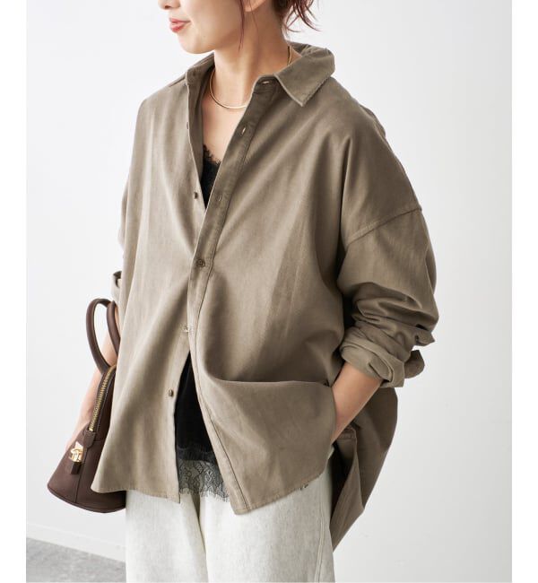 Spick and Span「《新色有り / 追加》コットンコーデュロイルーズシャツ」|シャツ・ブラウス|ベージュ A