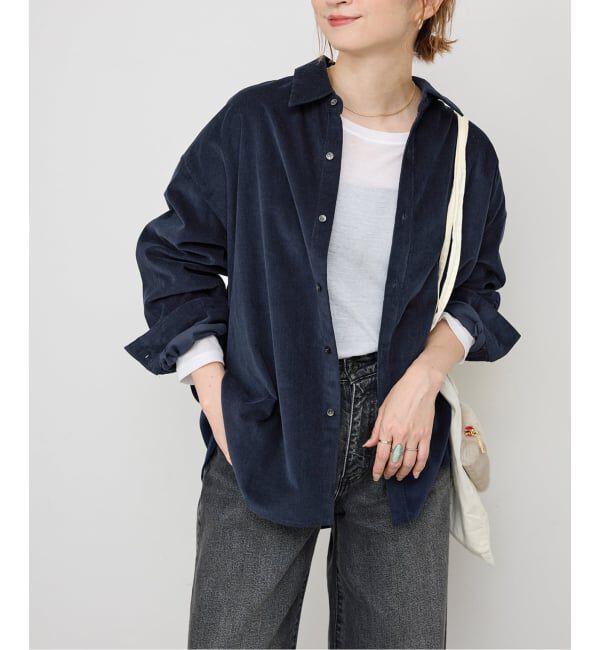 Spick and Span「《新色有り / 追加》コットンコーデュロイルーズシャツ」|シャツ・ブラウス|ネイビー A