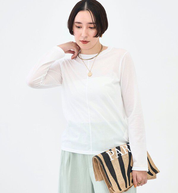 NOLLEY'S「ウォッシャブル綿ナイロンシアーロンＴ」|Tシャツ・カットソー|ホワイト