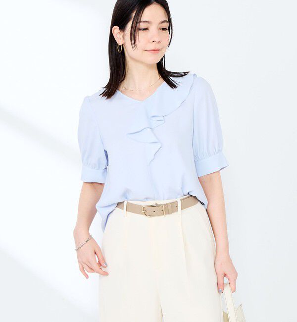NOLLEY'S sophi「ウォッシャブルジョーゼットアシメラッフルブラウス」|シャツ・ブラウス|