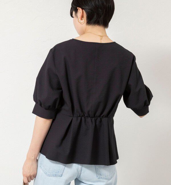 NOLLEY'S sophi「ウォッシャブルサッカーベルト付ペプラムブラウス」|シャツ・ブラウス|