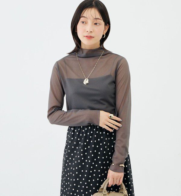 NOLLEY'S sophi「ウォッシャブルシアーオーガンジータートルネック」|Tシャツ・カットソー|チャコールグレー