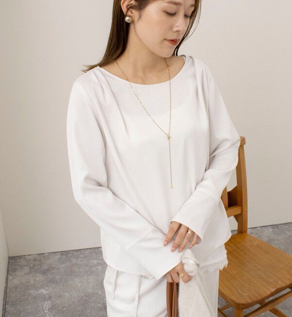 NOLLEY'S「《セットアップ対応》ウォッシャブルサテンドレープブラウス」|シャツ・ブラウス|