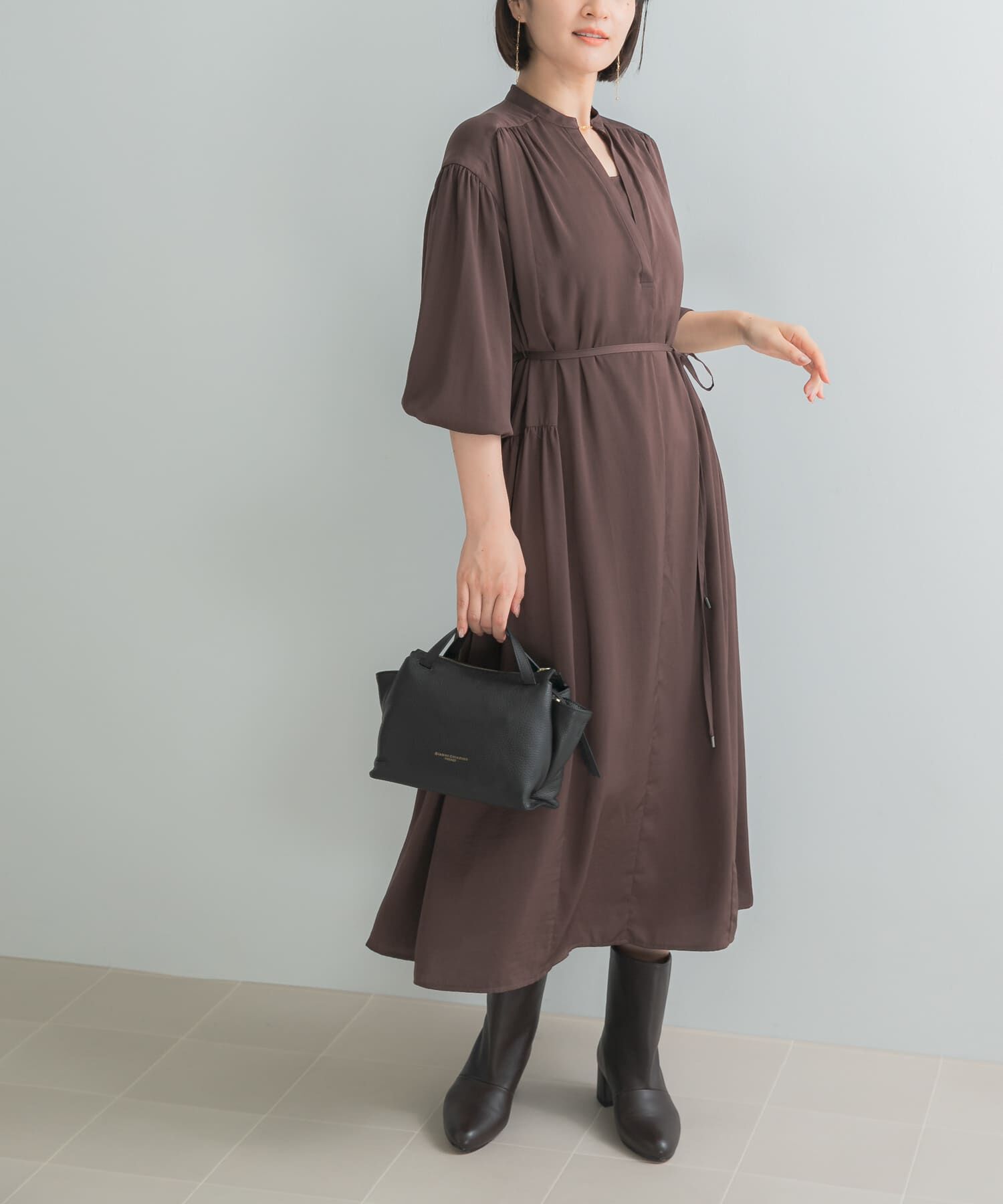 URBAN RESEARCH ROSSO「ヴィンテージサテンテントワンピース」|ワンピース|ブラウン