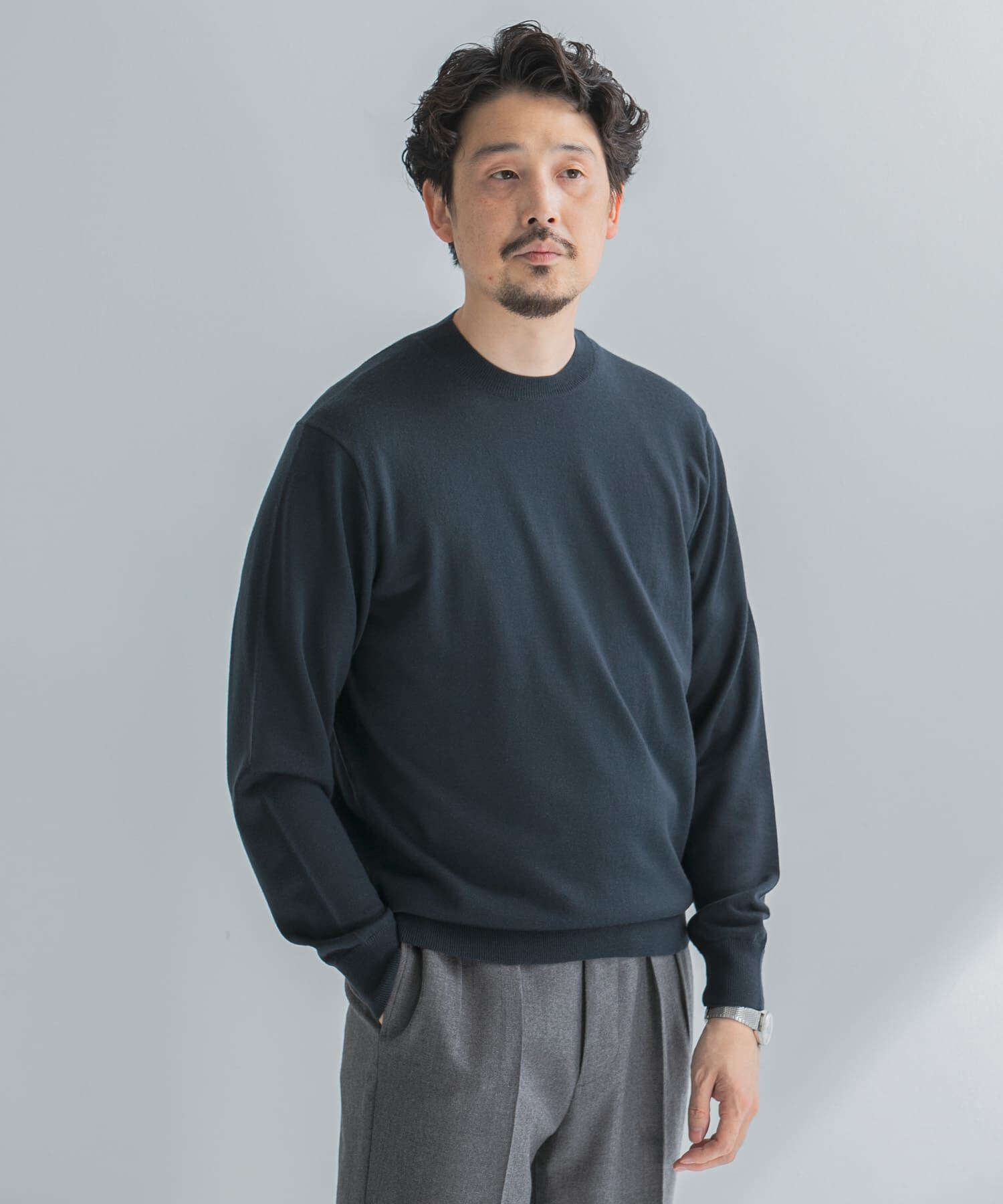 URBAN RESEARCH DOORS「LIFE STYLE TAILOR　マシンウォッシャブルハイゲージクルーニット」|その他|チャコールグレー