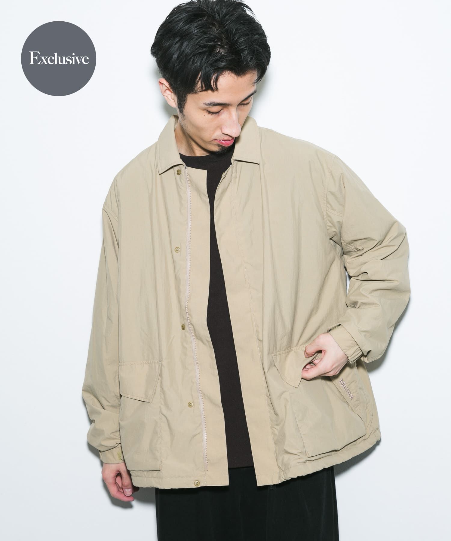 URBAN RESEARCH DOORS「『別注』Marmot&times;DOORS　PERTEX OCTA JACKET」|ノーカラーコート|ベージュ
