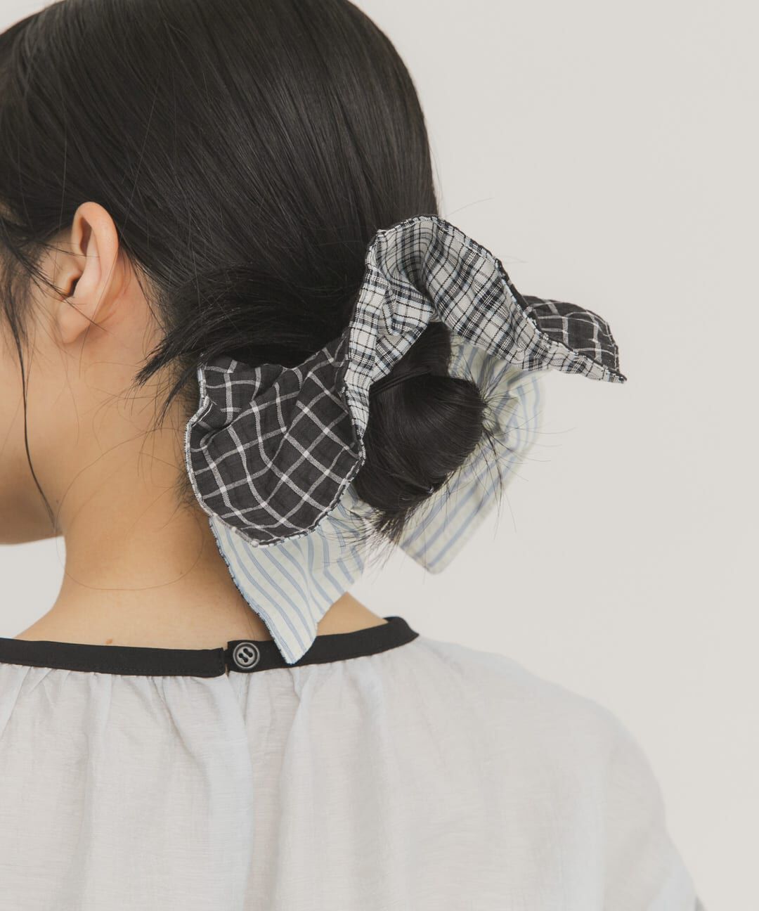  「チェックストライプコンビシュシュ」|ヘアゴム・シュシュ|