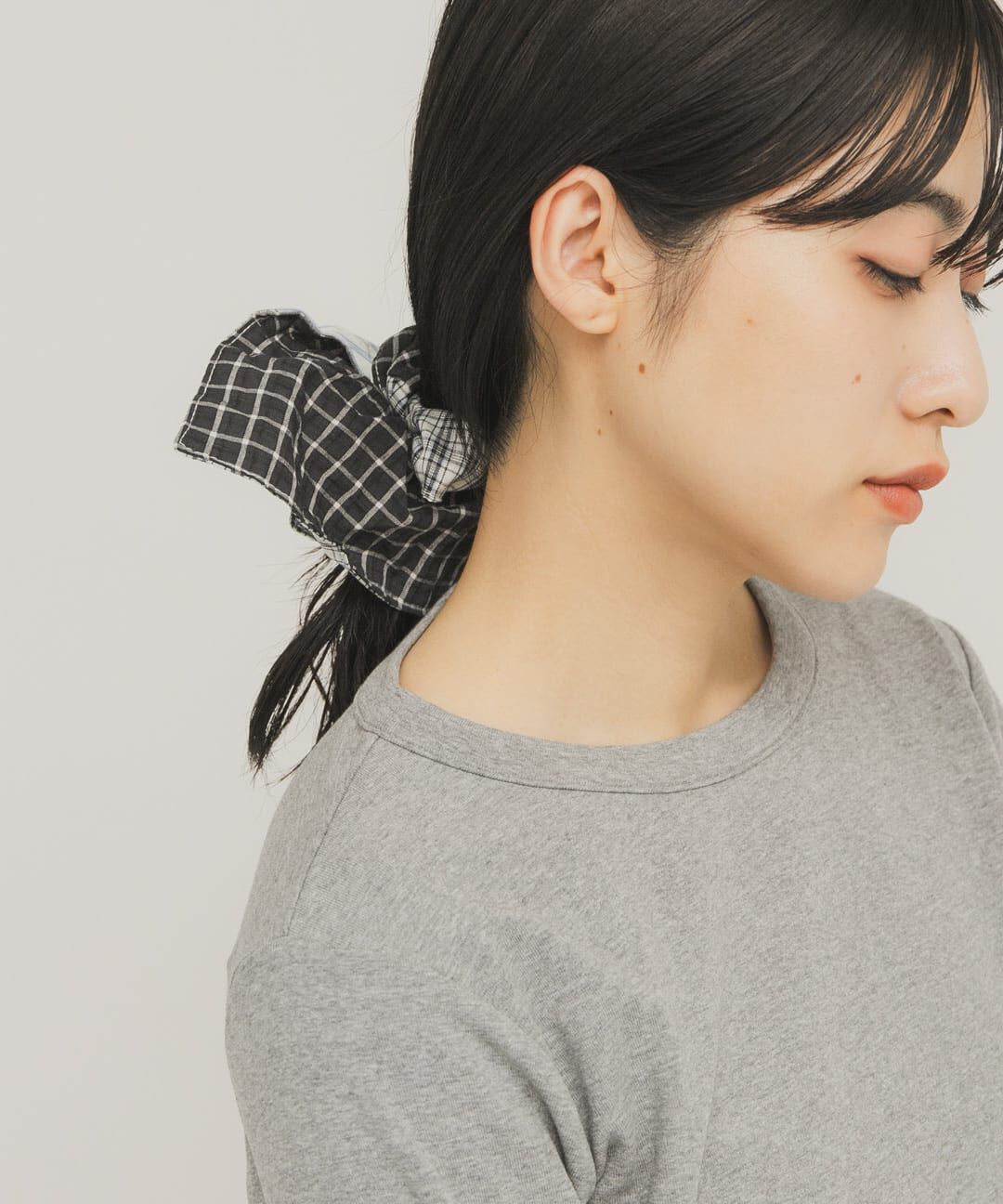  「チェックストライプコンビシュシュ」|ヘアゴム・シュシュ|
