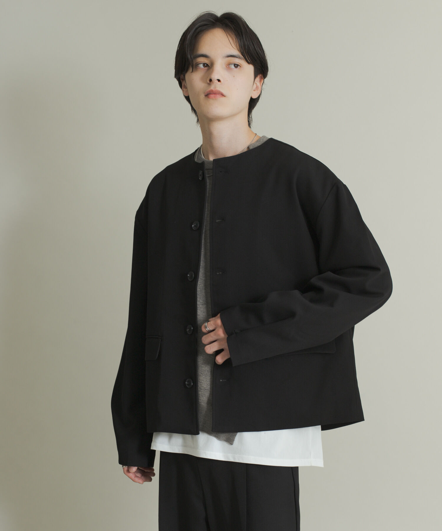 SENSE OF PLACE by URBAN RESEARCH「コンフォートクルーネックジャケット」|ノーカラーコート|