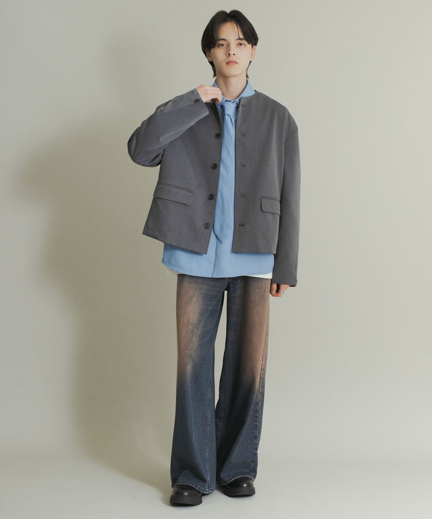 SENSE OF PLACE by URBAN RESEARCH「コンフォートクルーネックジャケット」|ノーカラーコート|