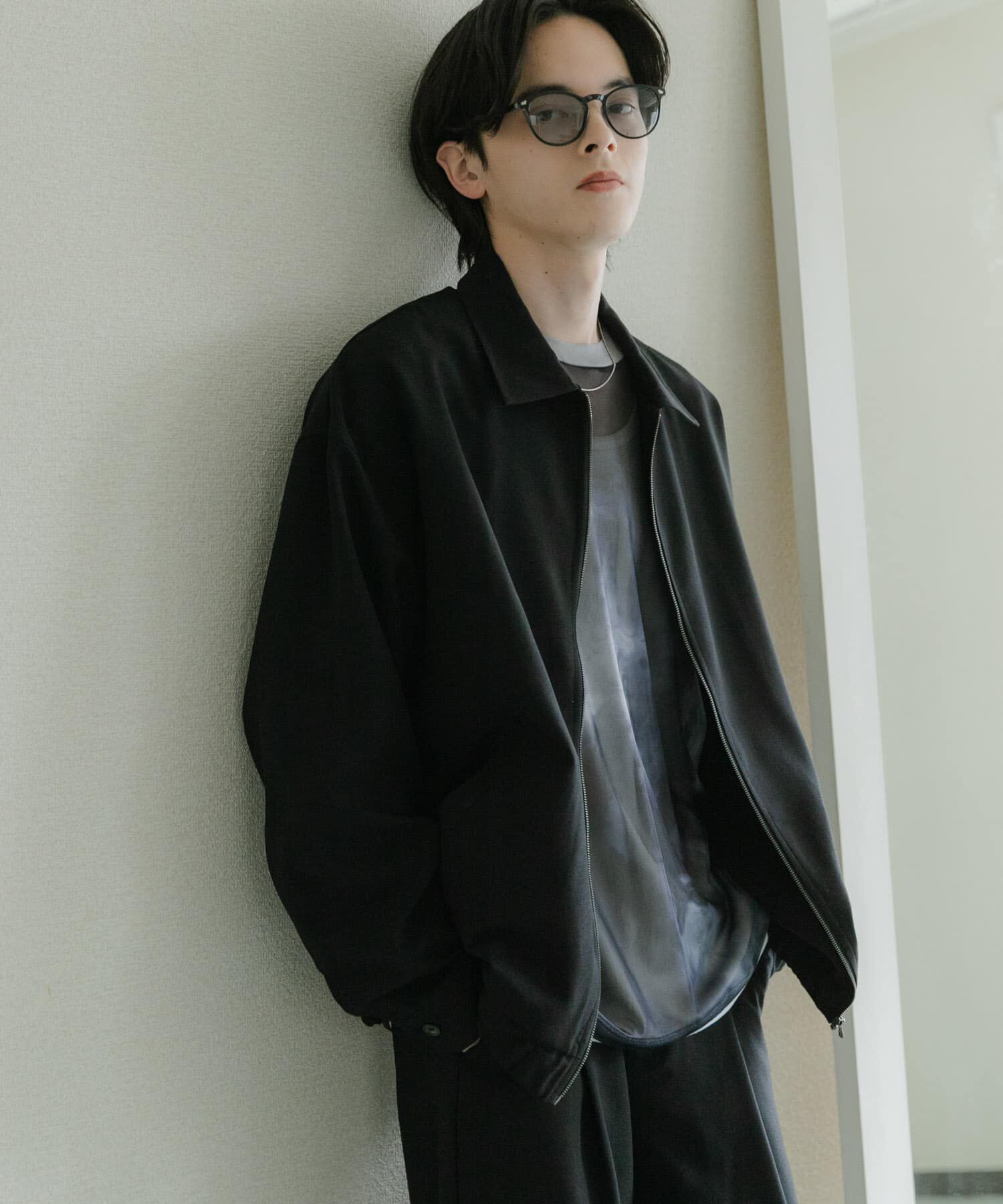 SENSE OF PLACE by URBAN RESEARCH「『UR TECH DRYLUXE』リネンライクジップブルゾン」|ブルゾン・スタジャン|ブラック