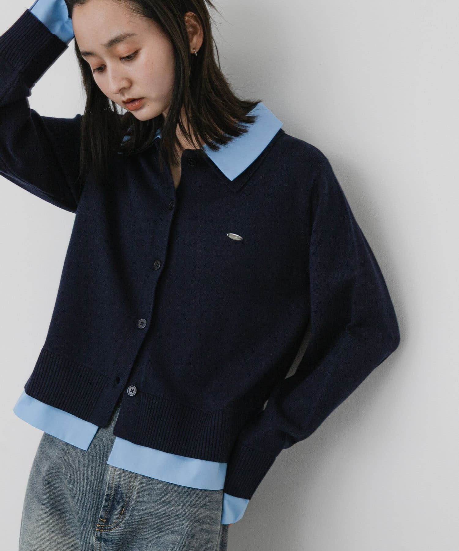 SENSE OF PLACE by URBAN RESEARCH「『洗濯可』プレートツキシャツドッキングニットカーディガン」|カーディガン|