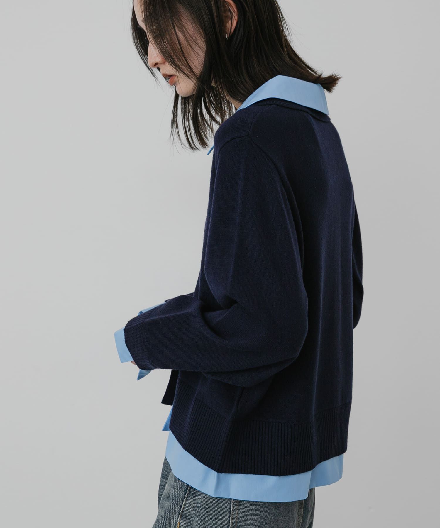 SENSE OF PLACE by URBAN RESEARCH「『洗濯可』プレートツキシャツドッキングニットカーディガン」|カーディガン|