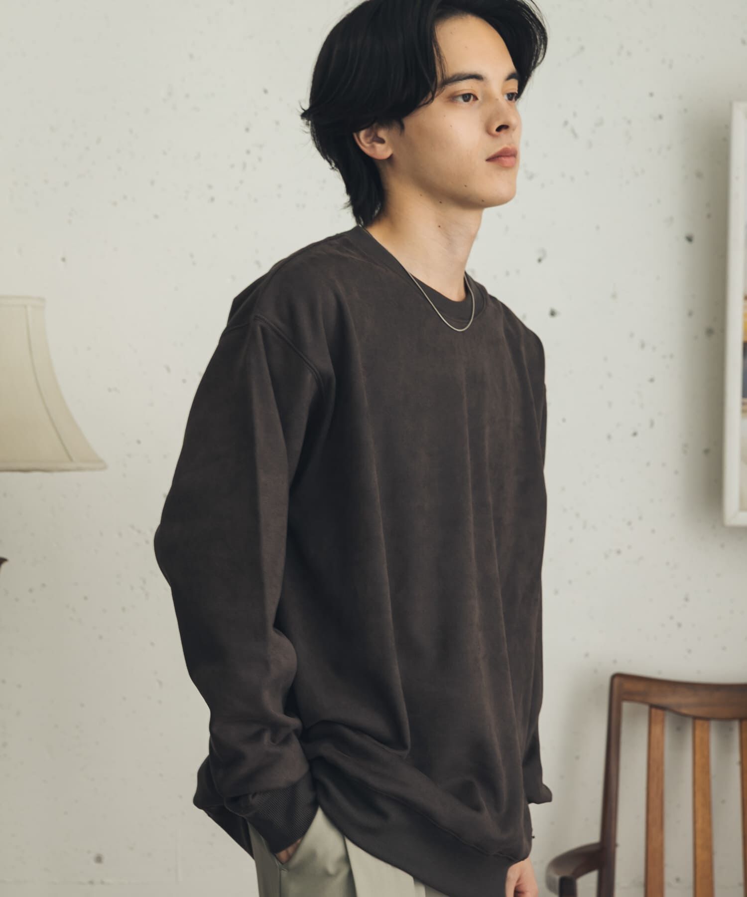 SENSE OF PLACE by URBAN RESEARCH「『WEB/一部店舗限定サイズ』フェイクスエードクルーネックスウェット」|スウェット・ジャージ|