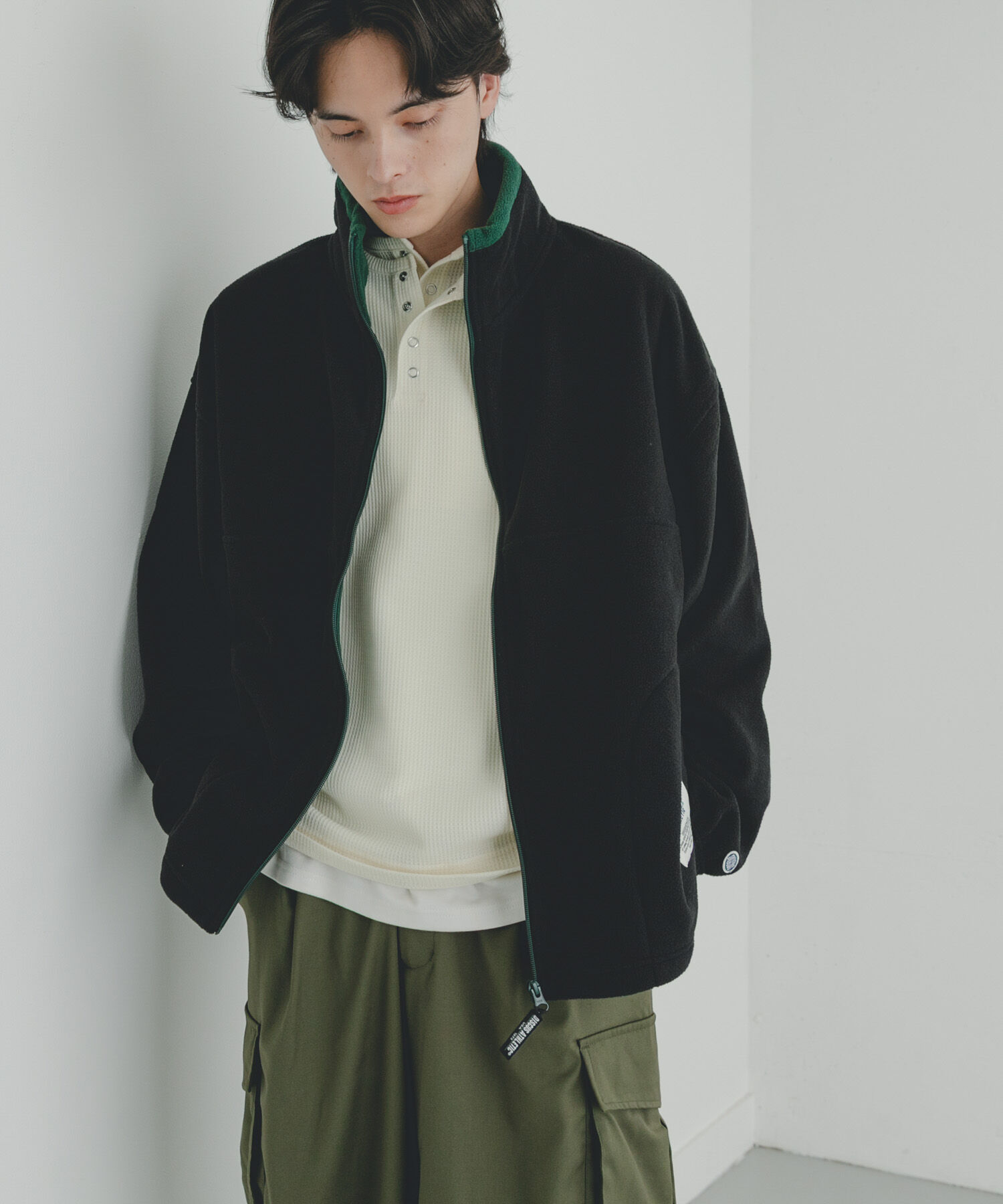SENSE OF PLACE by URBAN RESEARCH「DISCUS　スタンドカラー配色フルZIP JACKET」|ノーカラーコート|