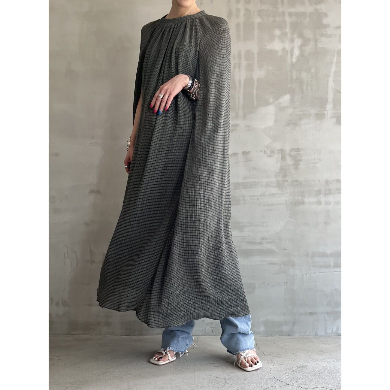 HELIOPOLE「HELIOPOLE CRAPE WINDOWPANE N/S DRESS」|ワンピース|