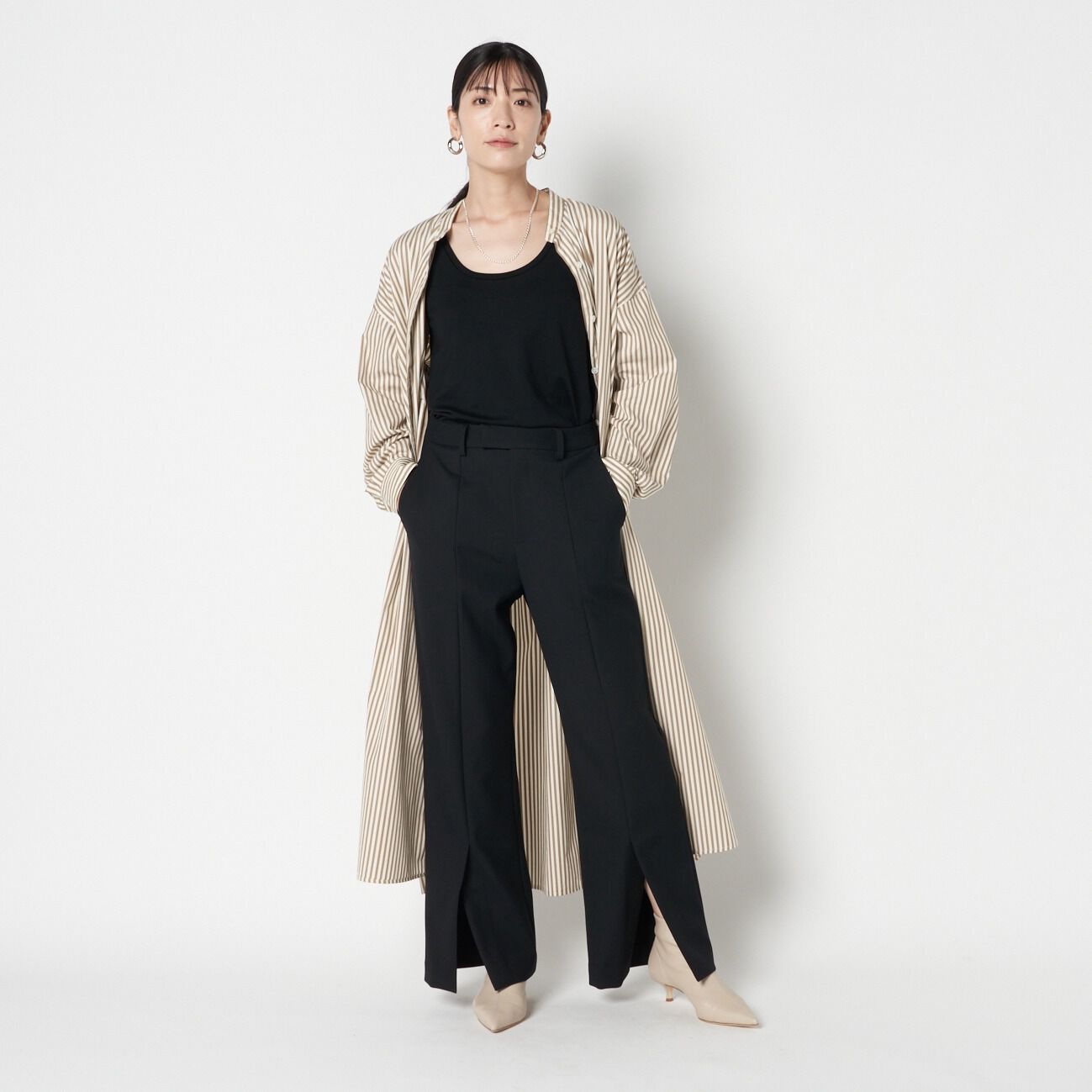 HELIOPOLE「HELIOPOLE WOOL FLARE PANTS」|チノ|