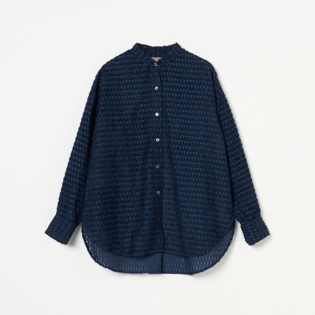 HELIOPOLE「HELIOPOLE CUT JACQUARD BAND COLLAR SHIRT」|シャツ・ブラウス|ネイビー