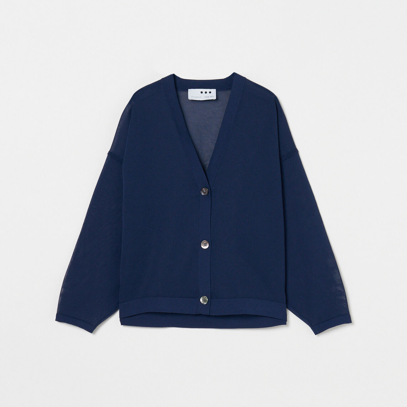  「three dots SLEEK SHEER CARDIGAN」|ニット・セーター|ネイビー