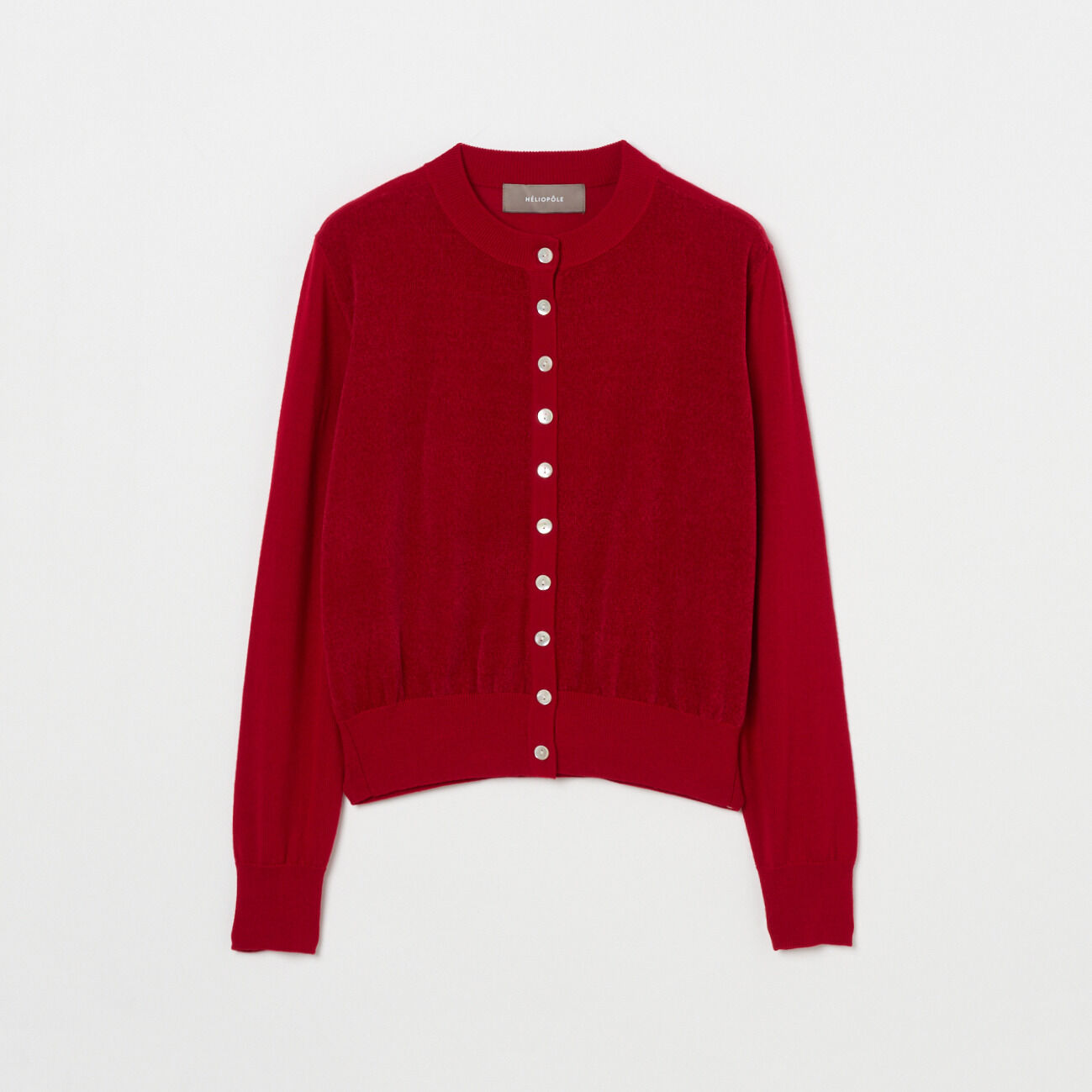 HELIOPOLE「HELIOPOLE VELOUR CREW NECK CARDIGAN」|ニット・セーター|レッド