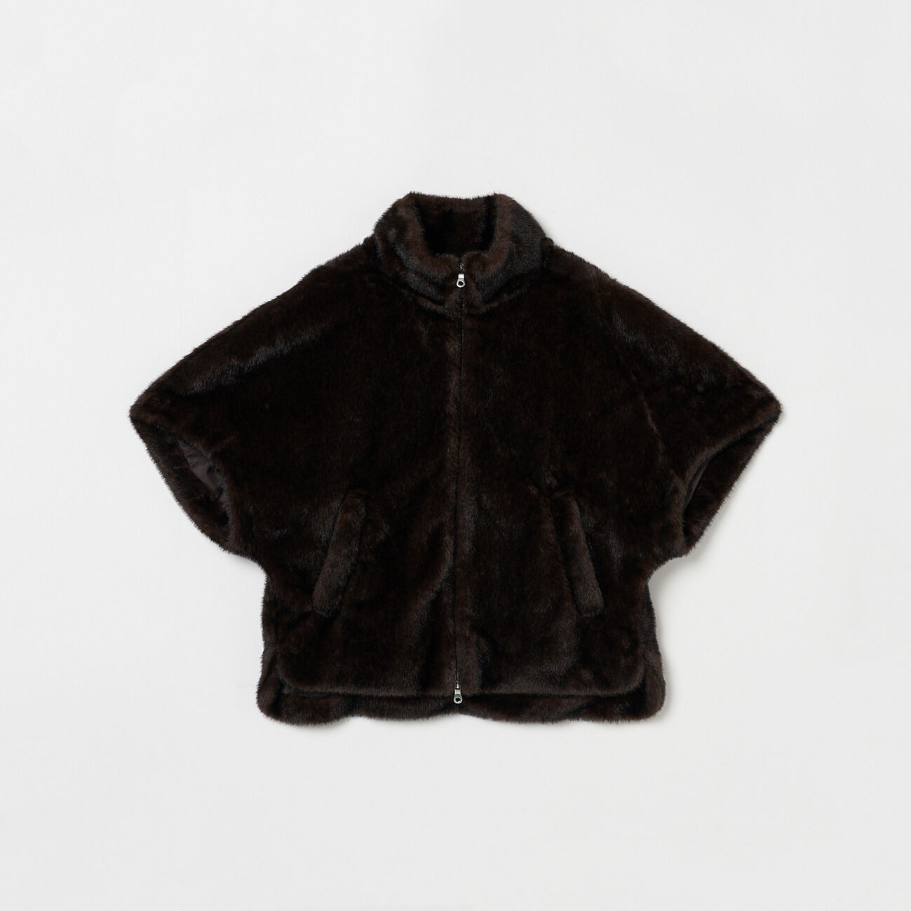  「three dots VELOUR FUR MILLY BLOUSN」|ブルゾン・スタジャン|ブラウン