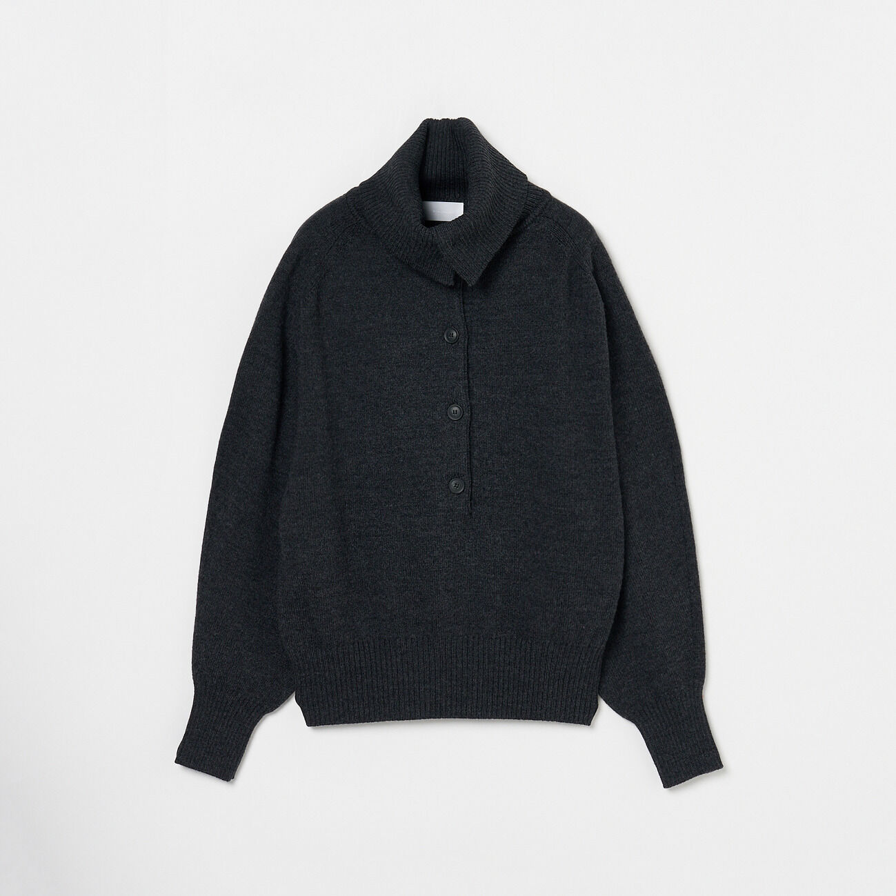  「uca BUTTON STAND NECK PULLOVER」|ニット・セーター|グレー