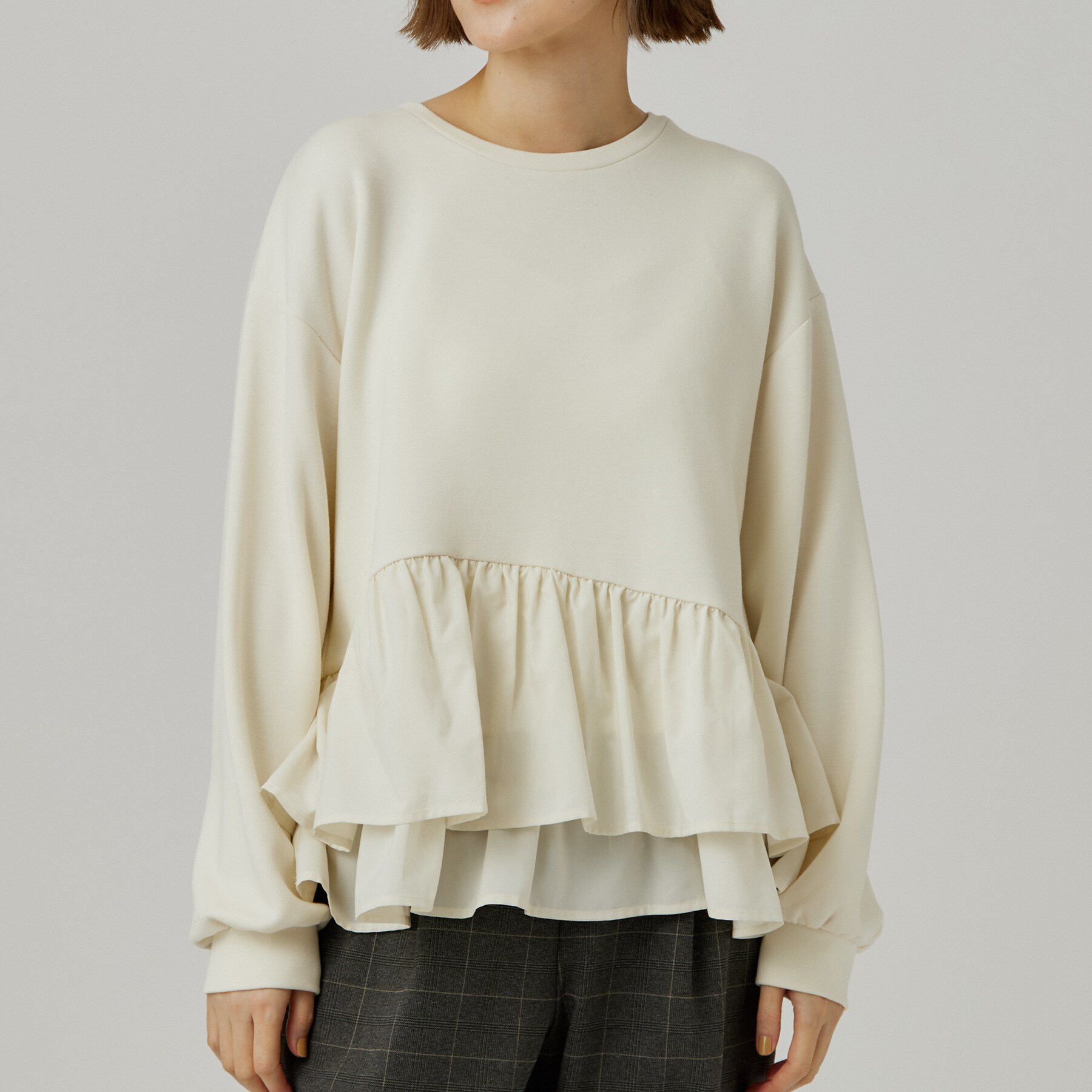 grove「ふんわりペプラム フリルダンボールトップス」|Tシャツ・カットソー|