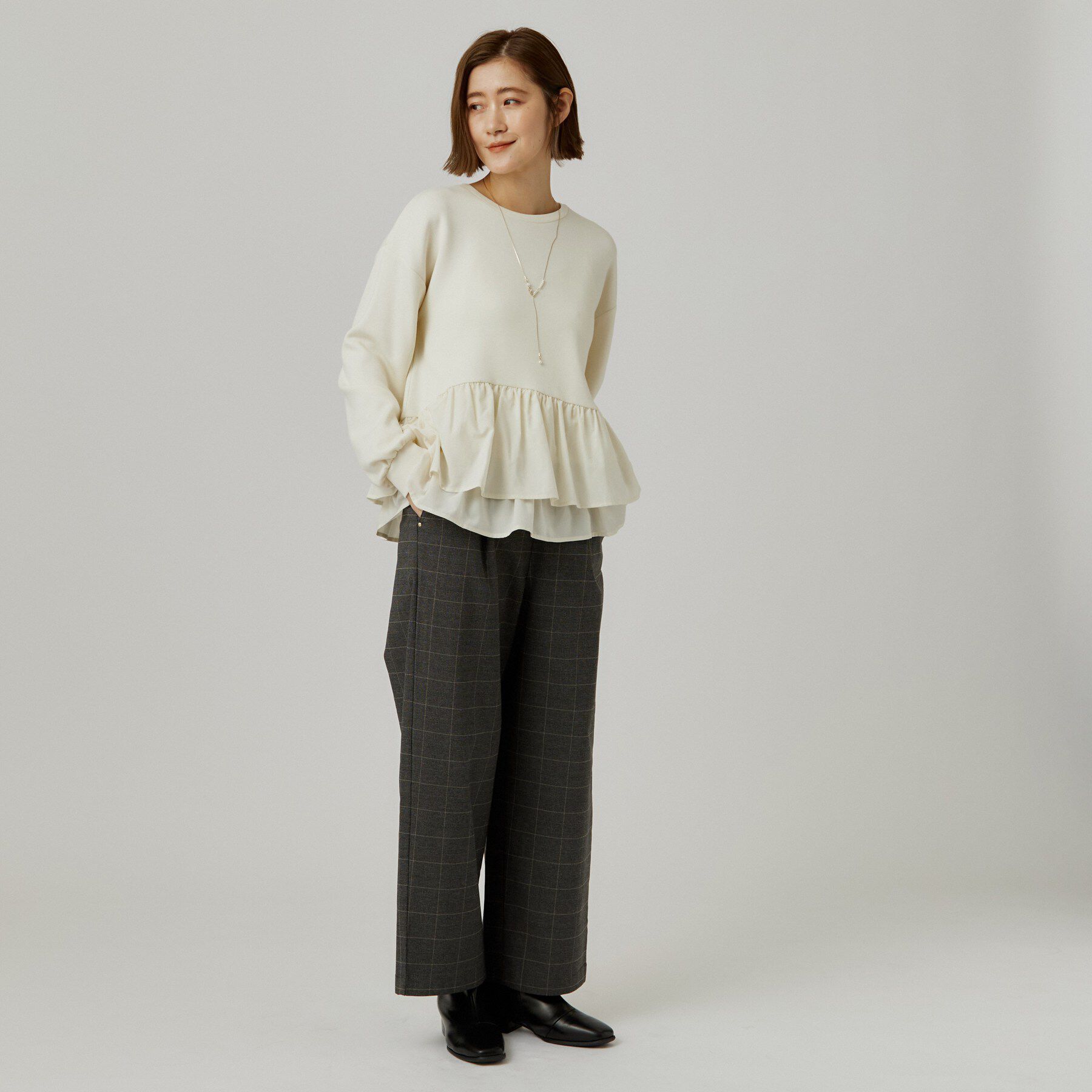grove「ふんわりペプラム フリルダンボールトップス」|Tシャツ・カットソー|