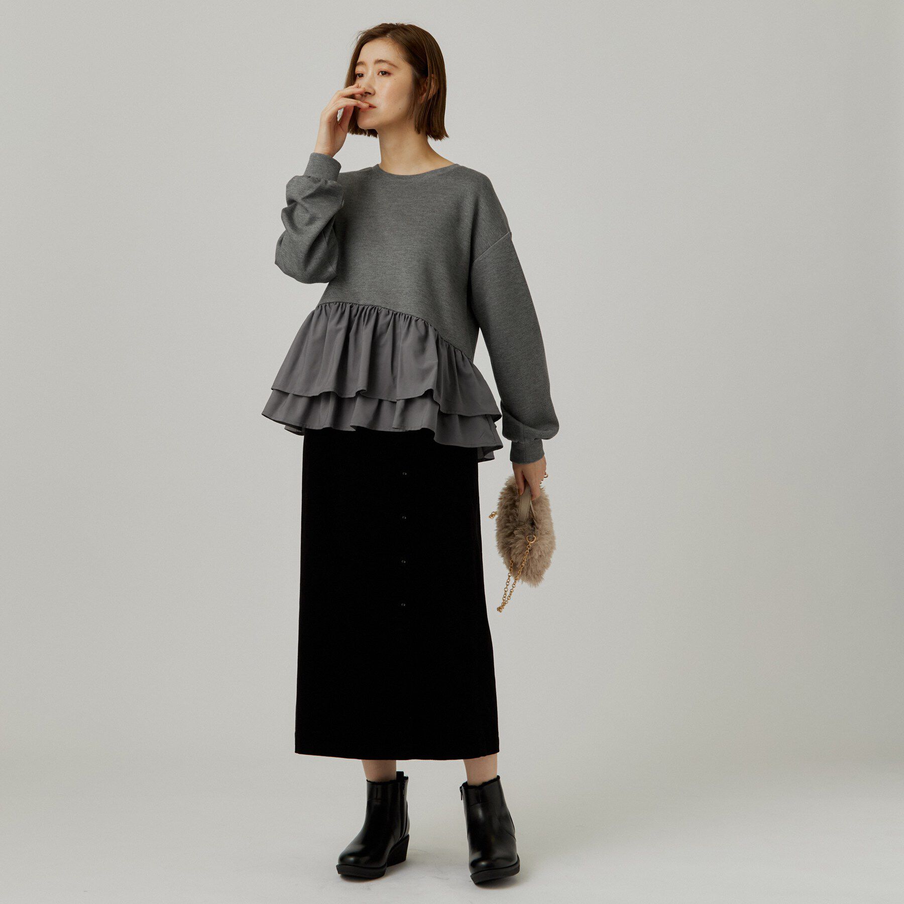grove「ふんわりペプラム フリルダンボールトップス」|Tシャツ・カットソー|