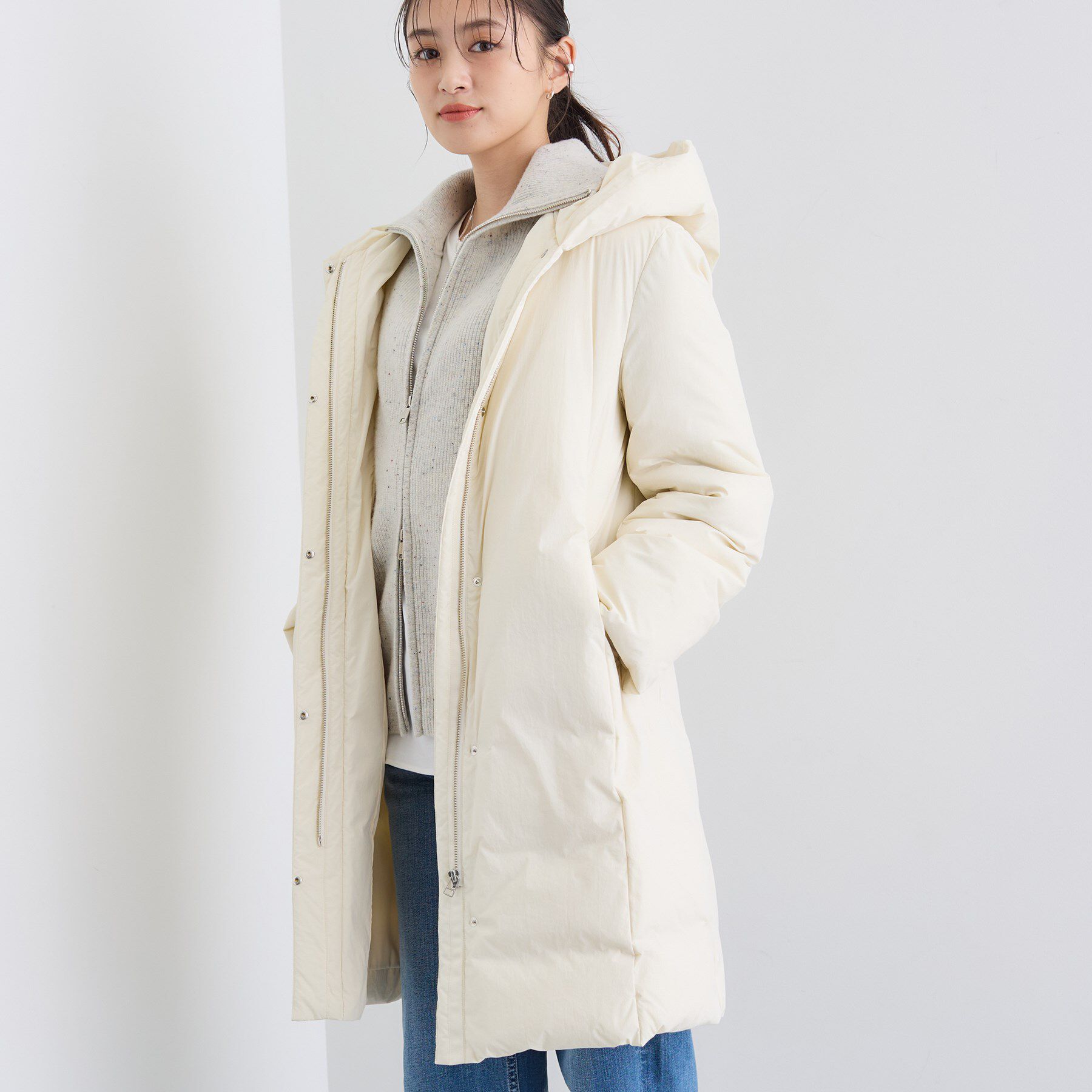 INDIVI「【撥水／洗える】ステッチレス ロングダウンコート」|ダウン|