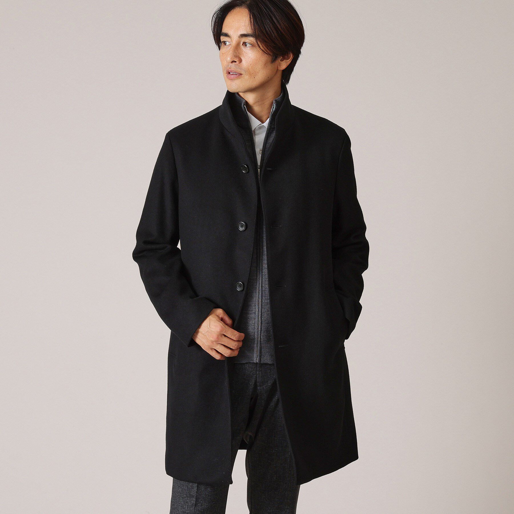 TAKEO KIKUCHI「【ウールカシミヤブレンド】ビーバー調 スタンドカラー コート」|その他|