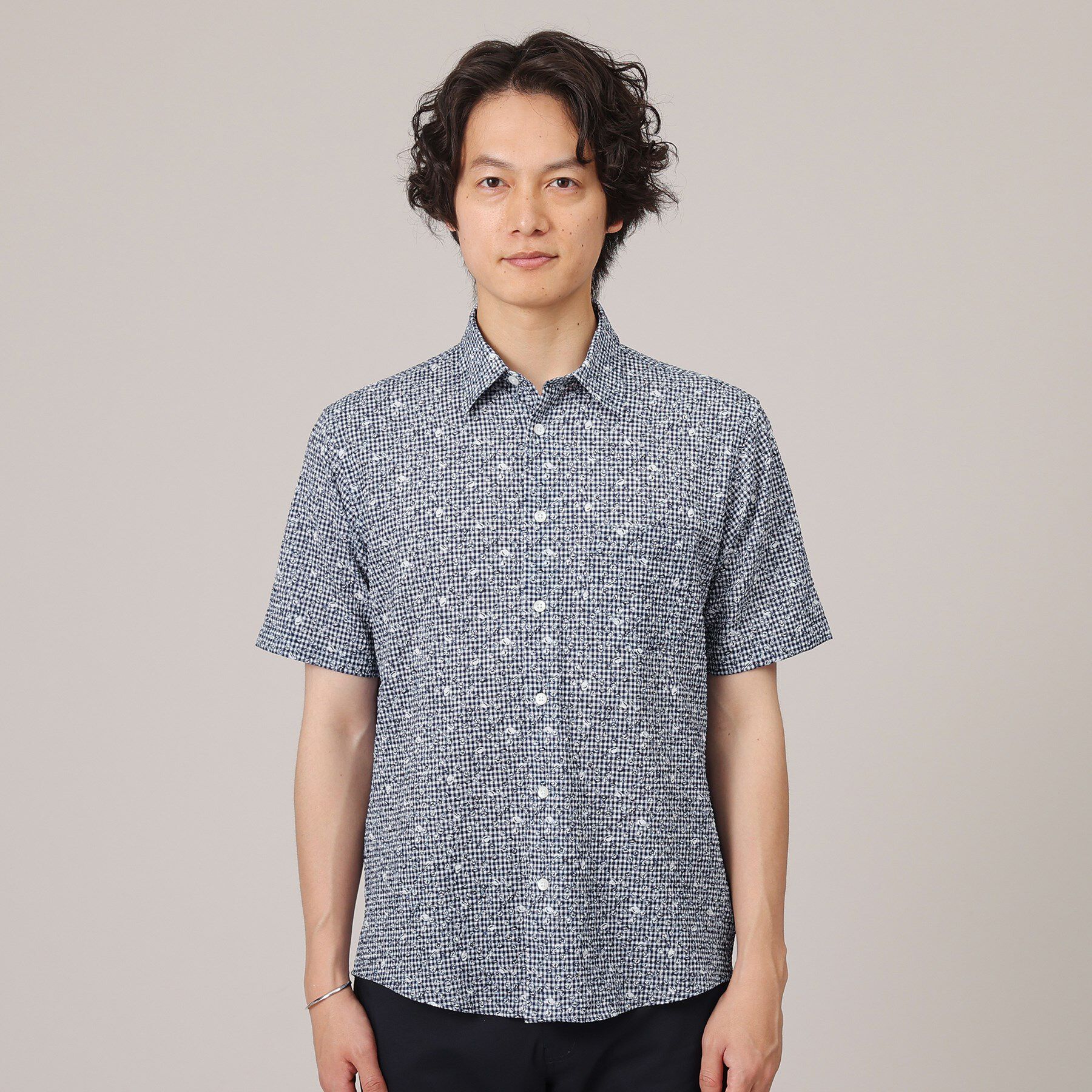 TAKEO KIKUCHI「【無地・チェック・ボタニカル柄】リップル シャツ」|シャツ・ブラウス|