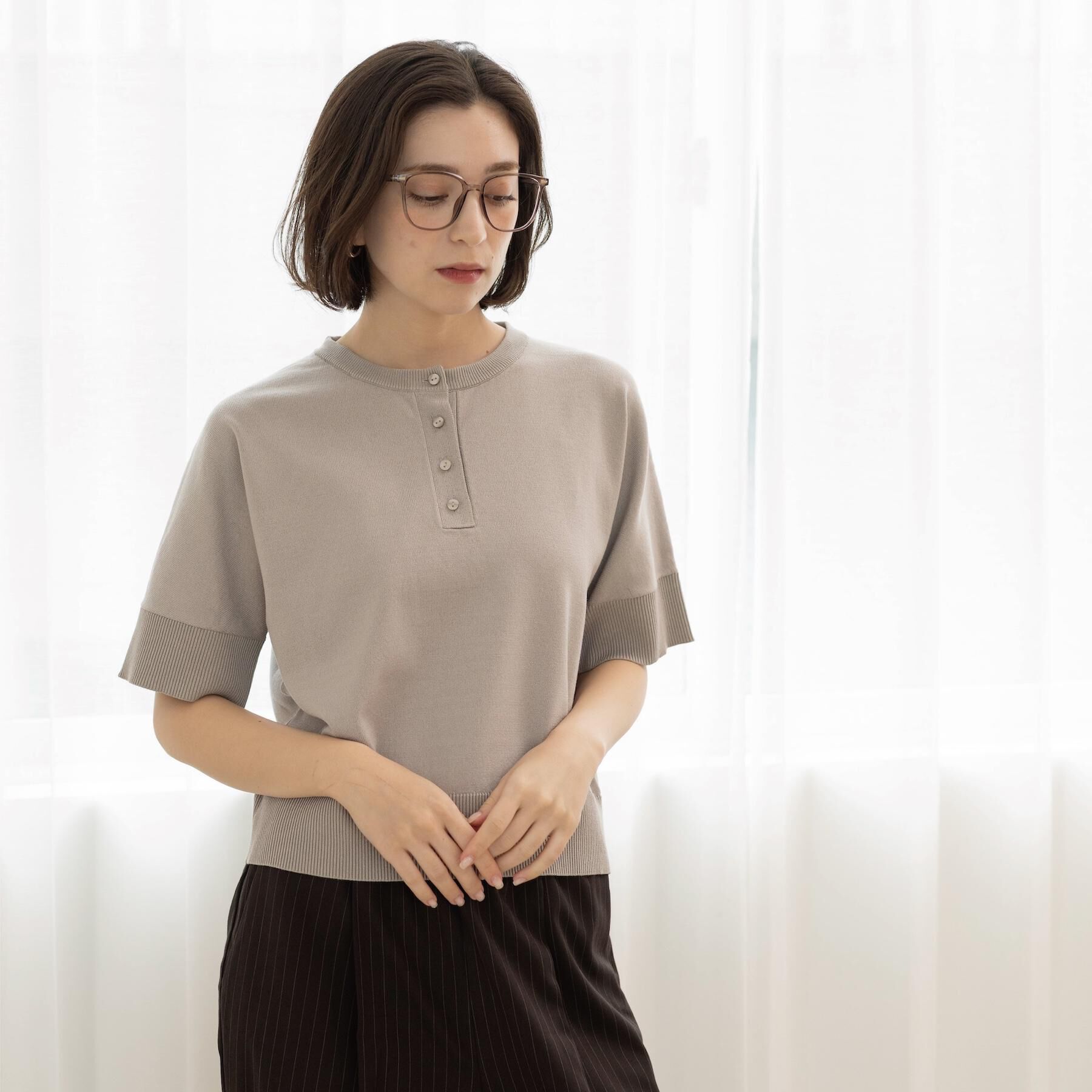 OPAQUE.CLIP「【森絵梨佳さん着用】2WAY衿ドッキングニット《洗濯機OK》」|ニット・セーター|