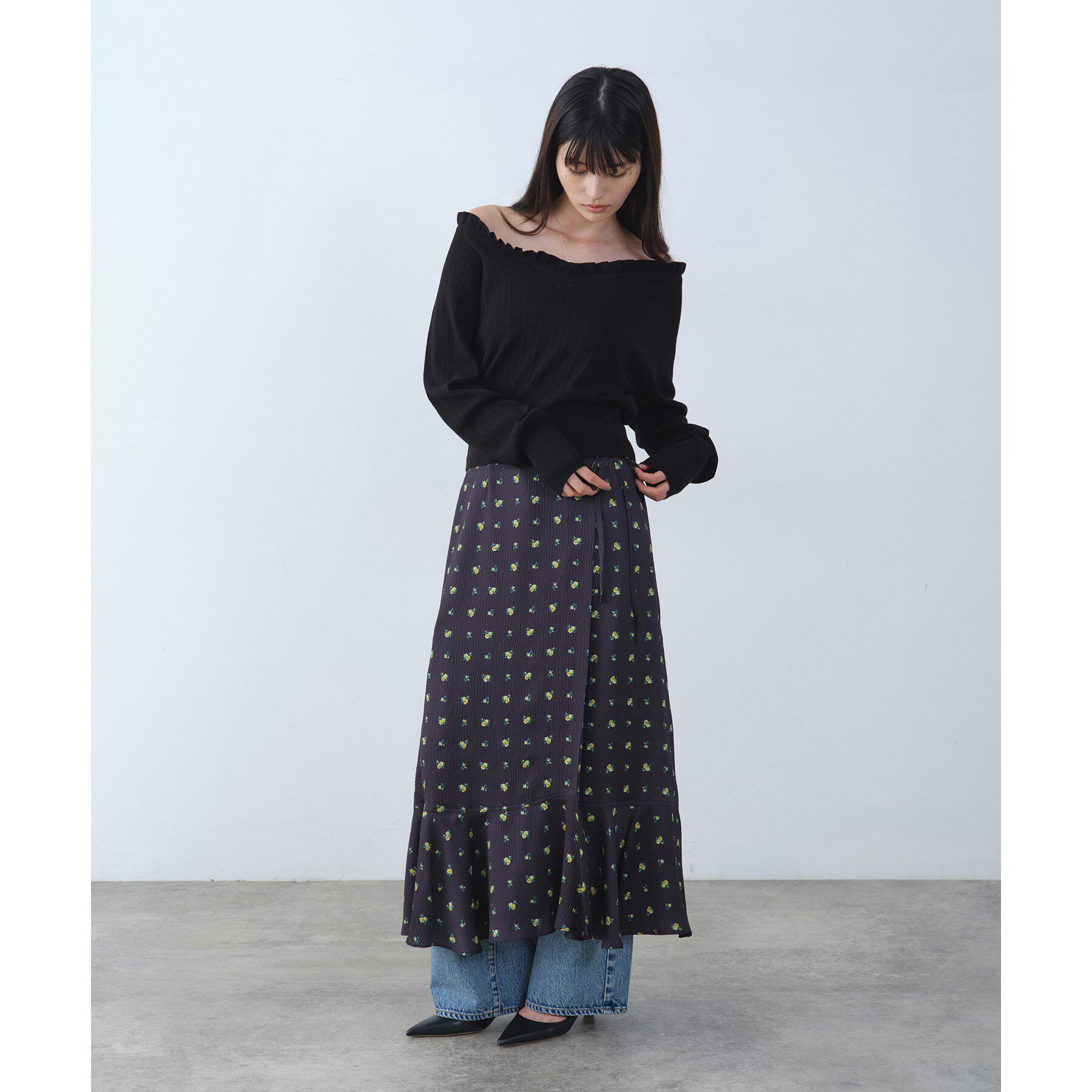 CODE A「blooming flower wrap skirt」|スカート|