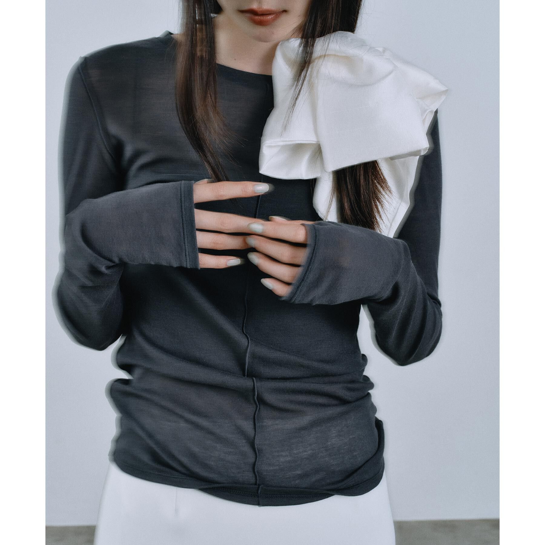 CODE A「【Re】sheer basic tee」|Tシャツ・カットソー|チャコールグレー(0