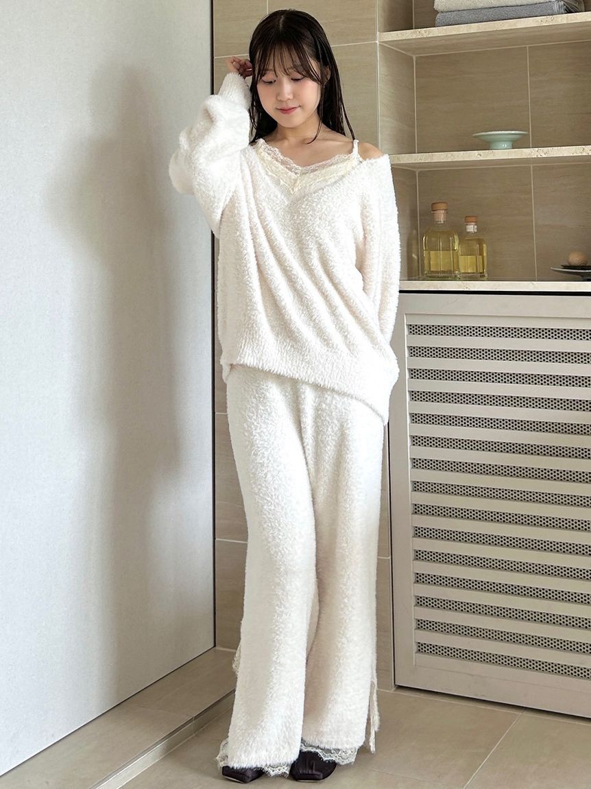SNIDEL HOME「レースニットロングパンツ」|ルームウェア|
