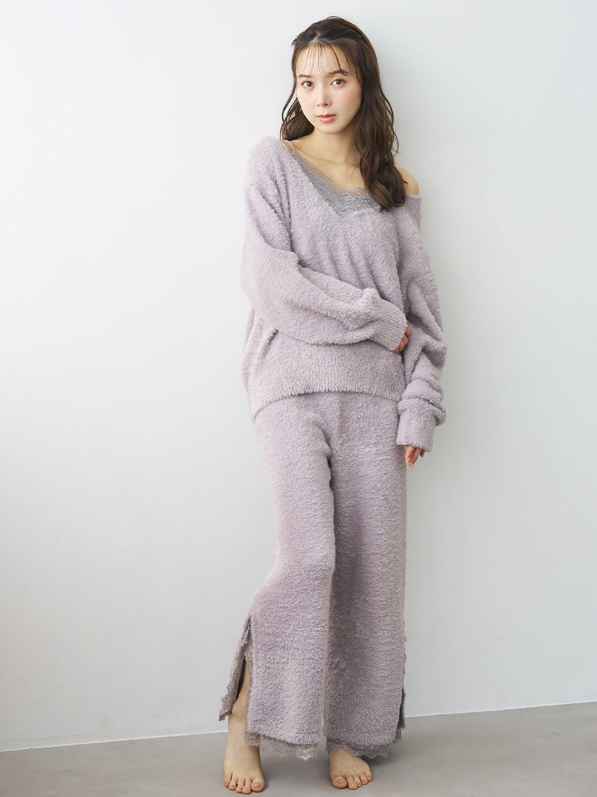 SNIDEL HOME「レースニットロングパンツ」|ルームウェア|GRY