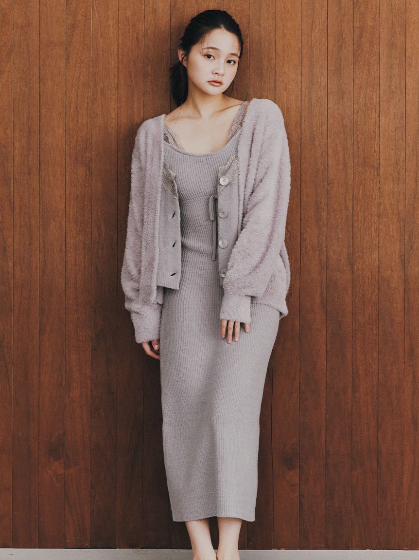 SNIDEL HOME「レースニットワンピース」|ルームウェア|GRY
