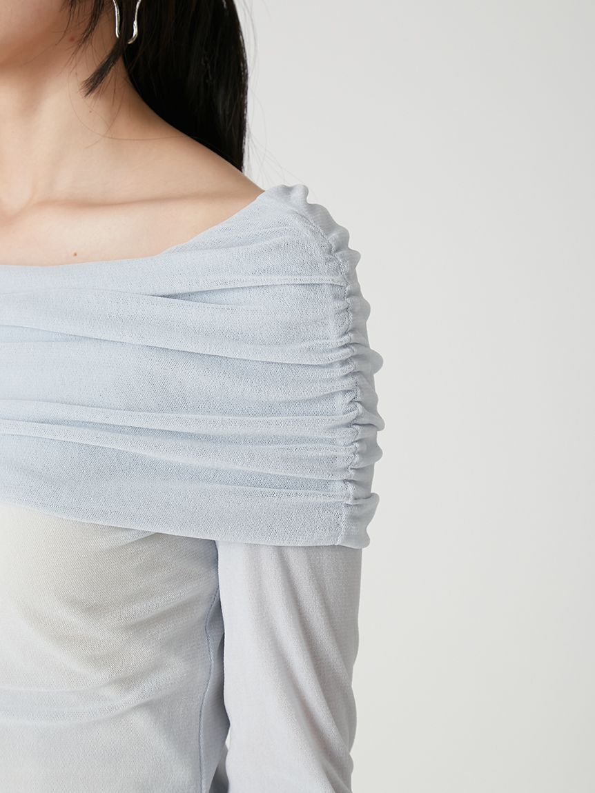 FRAY I.D「【ウォッシャブル】オフショルフロッキーチュールトップス」|Tシャツ・カットソー|