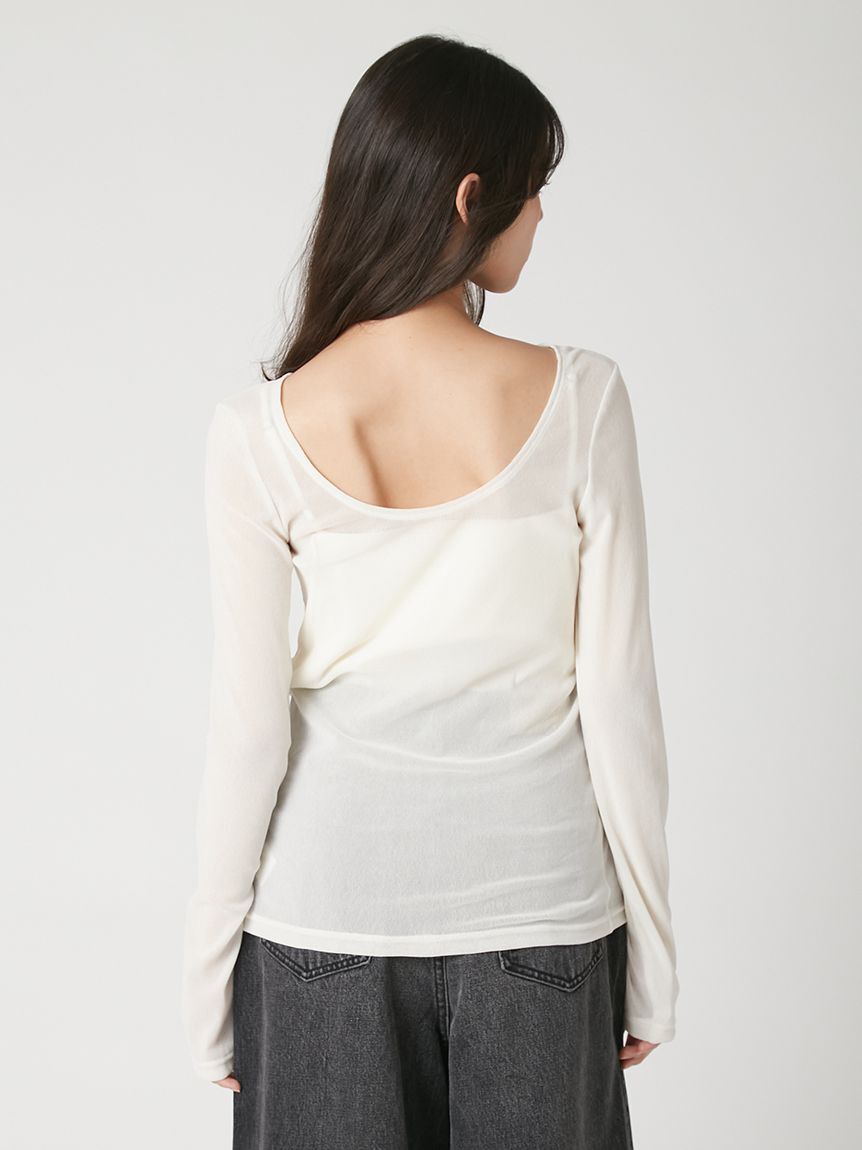 FRAY I.D「【ウォッシャブル】フロッキーチュールベーシックトップス」|Tシャツ・カットソー|