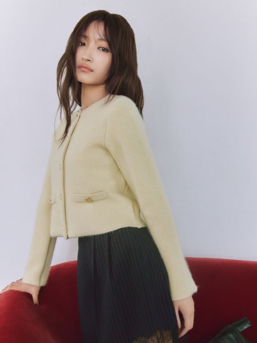 FRAY I.D「ラクーンウールニットジャケット」|ノーカラージャケット|CRM