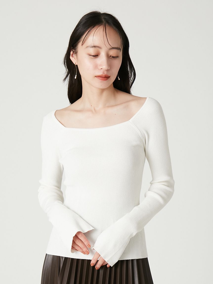 FRAY I.D「【ウォッシャブル】2wayシルクブレンドデコルテリブニット」|ニット・セーター|