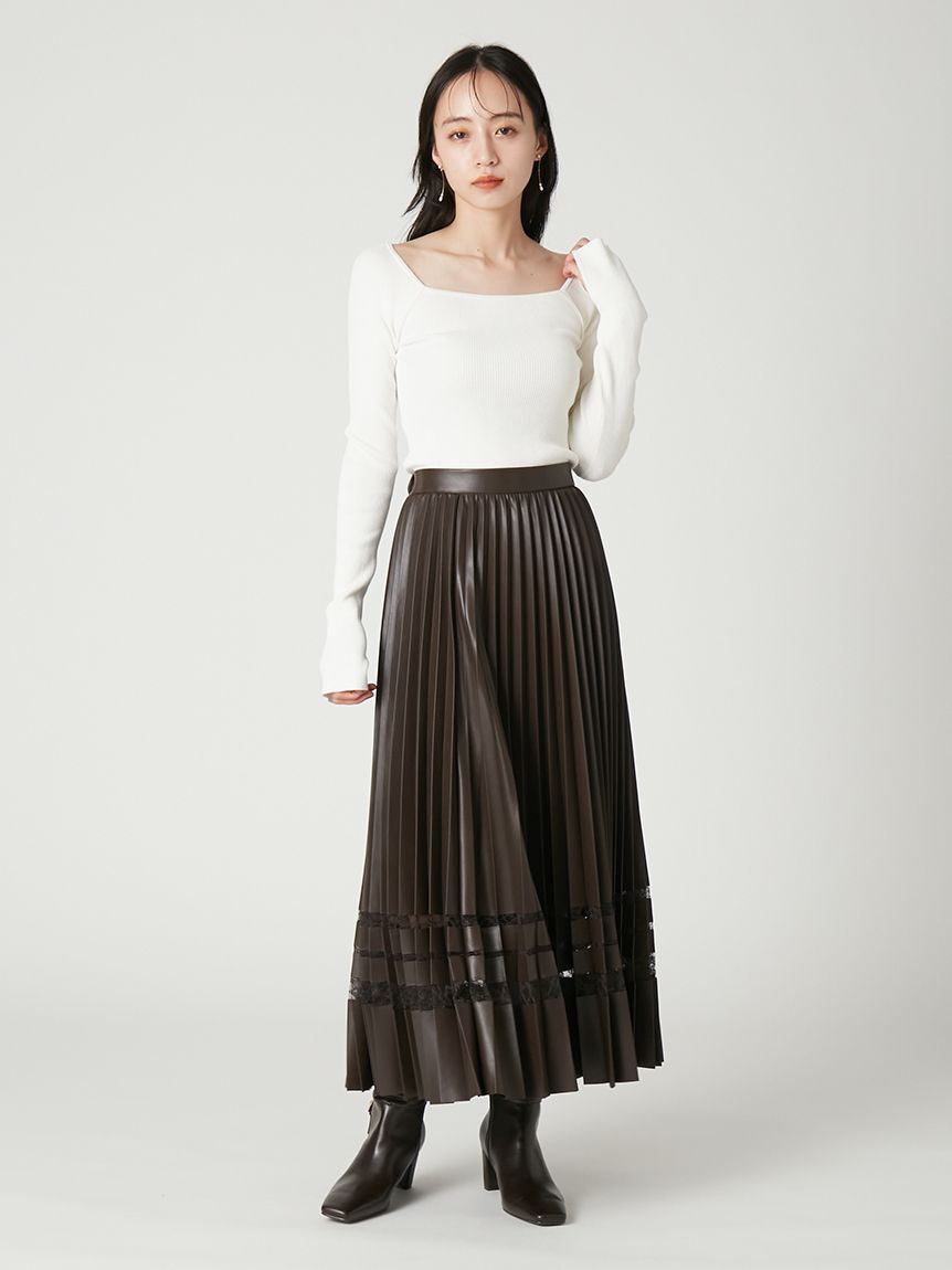 FRAY I.D「【ウォッシャブル】2wayシルクブレンドデコルテリブニット」|ニット・セーター|